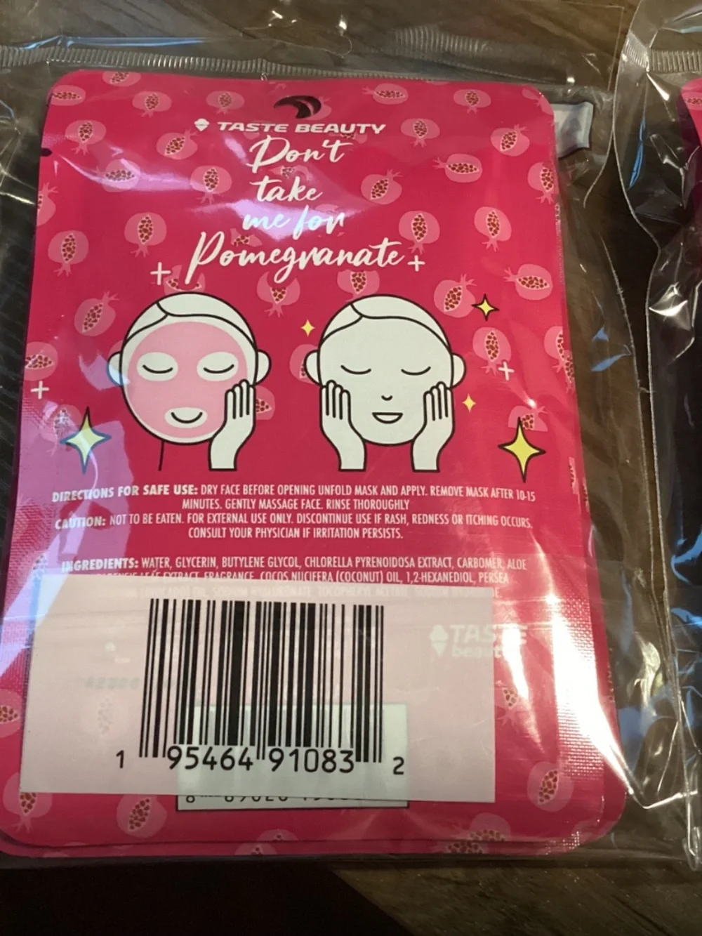 Taste Beauty Revitalizing Pomegranate with Aloe Single Face Mask Bundle